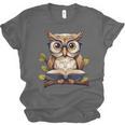 Owl Reading A Book Perched On A Branch Bookworm Unisex Jersey T-Shirt
