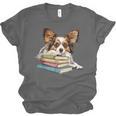 Papillon Books Reading Dog Breed Graphic For Men Women Kids Unisex Jersey T-Shirt Papillon Books Reading Dog Breed Graphic For Men Women Kids Unisex Jersey T-Shirt
