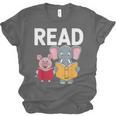 Pig Elephant Reading Cute Book Lover Bookworm Boys Girls Kid Unisex Jersey T-Shirt