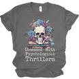 Psychological Thriller Reader Fan Skull Flowers Books Unisex Jersey T-Shirt