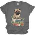 Pug Dog Reading Book Coffee Read Books Be Kind Stay Weird Unisex Jersey T-Shirt