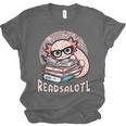 Readsalotl Axolotl Reading Books Glasses Bookworm Pun Fun Unisex Jersey T-Shirt