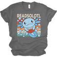 Readsolotl Blue Kawaii Axolotl Book Lover Reading Retro Unisex Jersey T-Shirt