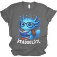 Readsolotl Blue Kawaii Axolotl Book Lover Reading Unisex Jersey T-Shirt