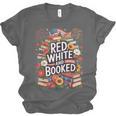 Retro Floral Red & Booked Library Reading 4th Of July Unisex Jersey T-Shirt Retro Floral Red & Booked Library Reading 4th Of July Unisex Jersey T-Shirt
