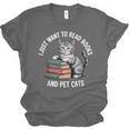Retro I Just Want To Read Books And Pet Cats Unisex Jersey T-Shirt Retro I Just Want To Read Books And Pet Cats Unisex Jersey T-Shirt