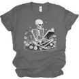 Skeleton Reading Book Floral Dark For Book Lovers Unisex Jersey T-Shirt Skeleton Reading Book Floral Dark For Book Lovers Unisex Jersey T-Shirt