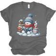 Snowman Reading Books Lovers Librarian Bookworm Christmas Unisex Jersey T-Shirt
