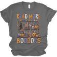 Spooky Halloween Bookshelf Bookcase Read More Books Unisex Jersey T-Shirt