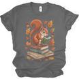 Squirrel Reading Book Lovers Fall Leaves Library Books Unisex Jersey T-Shirt