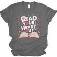 Teach Inspire Grow Everyday Read Your Heart Out Valentine Book-Themed Small Unisex Jersey T-Shirt