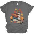 Vintage Books Tea Lovers Fall Autumn Leaves And Pumpkins Unisex Jersey T-Shirt