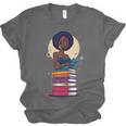 Woman And Books Stack Afro Girl Reading Lover Unisex Jersey T-Shirt Woman And Books Stack Afro Girl Reading Lover Unisex Jersey T-Shirt