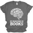Women's My Brain Runs On Books Reading Bookworm Men Women Unisex Jersey T-Shirt