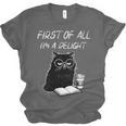 Women's First Of All I’m A Delight Cute Cat Books Coffee Humor Unisex Jersey T-Shirt