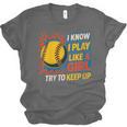 Women's Girls Softball Play Like A Girl Comic Book Pop Art Unisex Jersey T-Shirt