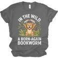 Women's Wild About Reading Book Reader Lion Zoo Animals Kids Unisex Jersey T-Shirt