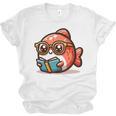 Adorable Book Lover Salmon With Reading Glasses Cute Unisex Jersey T-Shirt