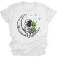 Astronaut Reading Book To Alien Moon Space Astronomy Unisex Jersey T-Shirt