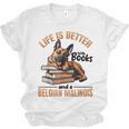 Belgian Malinois Dog Breed Life Is Better With Books And a Men Women Kids Unisex Jersey T-Shirt Belgian Malinois Dog Breed Life Is Better With Books And a Men Women Kids Unisex Jersey T-Shirt