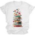 Book Stack With Flowers Reading Lover Bookish Unisex Jersey T-Shirt Book Stack With Flowers Reading Lover Bookish Unisex Jersey T-Shirt