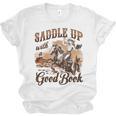 Bookish Retro Western Cowgirl Texas Book Lover Novel Reader Unisex Jersey T-Shirt