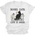 Books Cats Life Is Sweet Cat Book Lover Men Women Teen Unisex Jersey T-Shirt Books Cats Life Is Sweet Cat Book Lover Men Women Teen Unisex Jersey T-Shirt