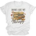 Books Are My Therapy Vintage Book Lover Daisy Art Unisex Jersey T-Shirt Books Are My Therapy Vintage Book Lover Daisy Art Unisex Jersey T-Shirt