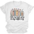 I Like My Books Spicy & My Coffee Icy Lover Bookworm Premium Unisex Jersey T-Shirt