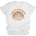 Born To Read Books Forced To Emails Vintage Retro Rainbow Unisex Jersey T-Shirt