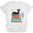 Cat And Books Retro Midcentury Mid Century Aesthetic Unisex Jersey T-Shirt Cat And Books Retro Midcentury Mid Century Aesthetic Unisex Jersey T-Shirt