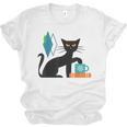 Cat Midcentury With Book And Coffee Atomic Age Mid Century Unisex Jersey T-Shirt Cat Midcentury With Book And Coffee Atomic Age Mid Century Unisex Jersey T-Shirt
