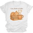 Cats Books And Coffee Heart Cozy Cat Lover Bookworm Readers Unisex Jersey T-Shirt