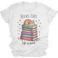 Cats Books Lover Men Women Unisex Jersey T-Shirt