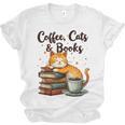 Coffee Cats And Books Lover For Women & Girls Coffee Unisex Jersey T-Shirt Coffee Cats And Books Lover For Women & Girls Coffee Unisex Jersey T-Shirt
