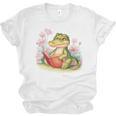 Crocodile Reading Book Watercolor Flowers Kids Unisex Jersey T-Shirt
