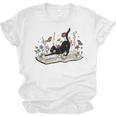 Cute Cat Flower Garden Book Kitty Reading Floral Men Women Girls Kids Unisex Jersey T-Shirt