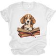 Cute Dog Beagle Reading Book Unisex Jersey T-Shirt