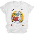 Cute Ghost Reading Book Retro Halloween Librarian Unisex Jersey T-Shirt Cute Ghost Reading Book Retro Halloween Librarian Unisex Jersey T-Shirt
