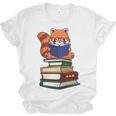 Cute Kawaii Kids Reading Books Glasses Red Panda Lover Unisex Jersey T-Shirt