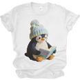 Cute Penguin Reading Book Faux-Crochet Print Unisex Jersey T-Shirt Cute Penguin Reading Book Faux-Crochet Print Unisex Jersey T-Shirt