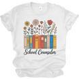 Cute Wildflower Book School Counseling Life School Counselor Unisex Jersey T-Shirt
