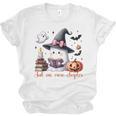 Ghost Reading Book Coquette Bow Halloween Girl Toddler Kid Premium Unisex Jersey T-Shirt