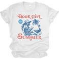 Girl Reading Book Summer Beach Vacation For Book Lover Unisex Jersey T-Shirt