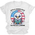 A Good Day To Read a Book Reading Eagle With American Flag Unisex Jersey T-Shirt