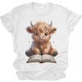 Highland Cow Reading Book Bookworm Unisex Jersey T-Shirt Highland Cow Reading Book Bookworm Unisex Jersey T-Shirt