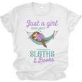 Just a Girl Who Loves Sloths And Books Unisex Jersey T-Shirt