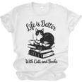 Life Is Better With Cats & Books Tuxedo Cat Mom Women Unisex Jersey T-Shirt Life Is Better With Cats & Books Tuxedo Cat Mom Women Unisex Jersey T-Shirt