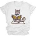 Life Is Better With Cats Coffee Books Cat Reading Book Unisex Jersey T-Shirt Life Is Better With Cats Coffee Books Cat Reading Book Unisex Jersey T-Shirt