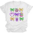 Mardi Gras Teacher Coquette Bow Pencil Apple Book Women Girl Unisex Jersey T-Shirt